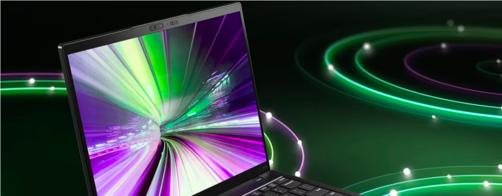 laptop screen with colorful swirls